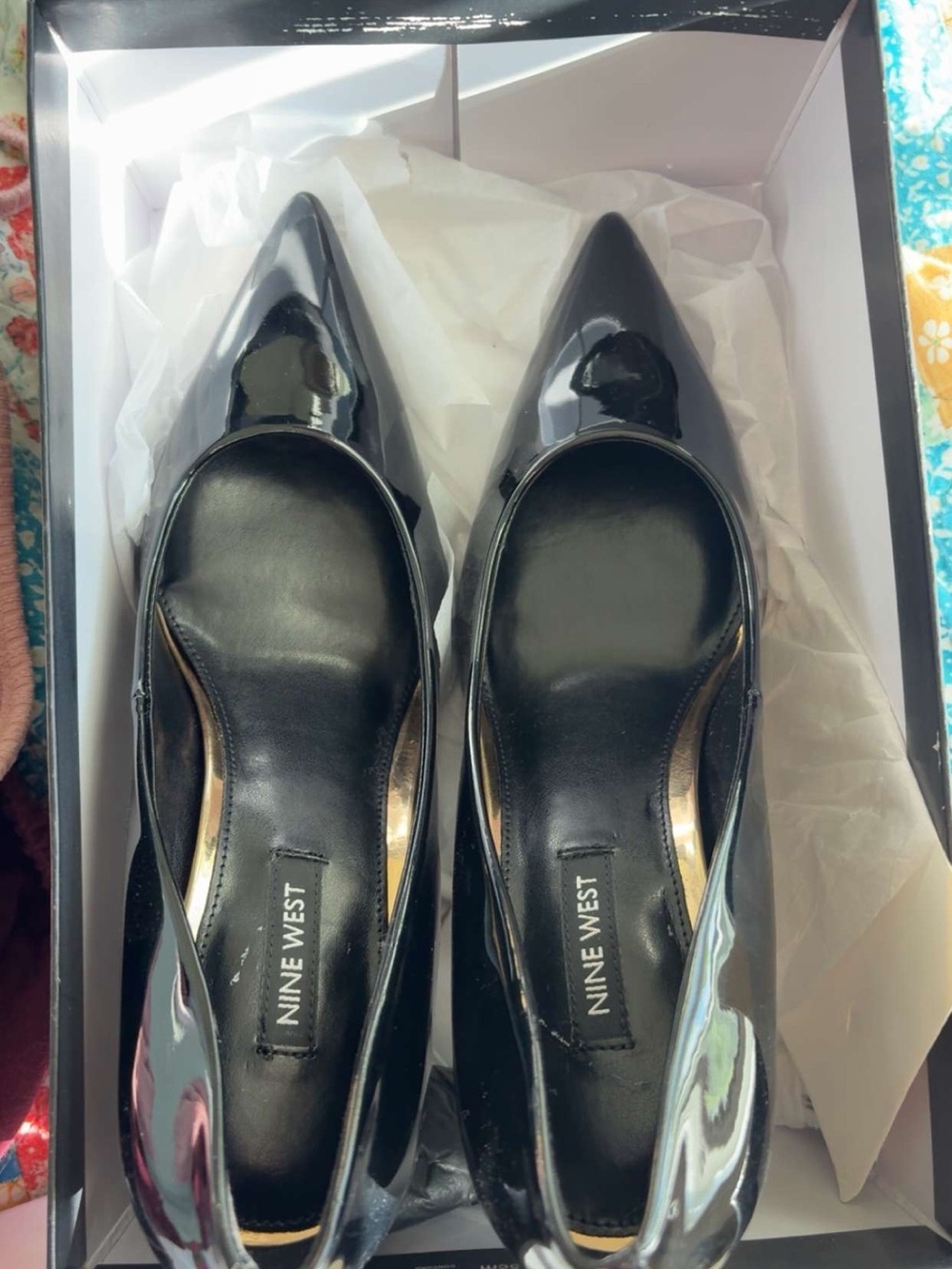Nine West Black Patent Pointed Toe Pumps